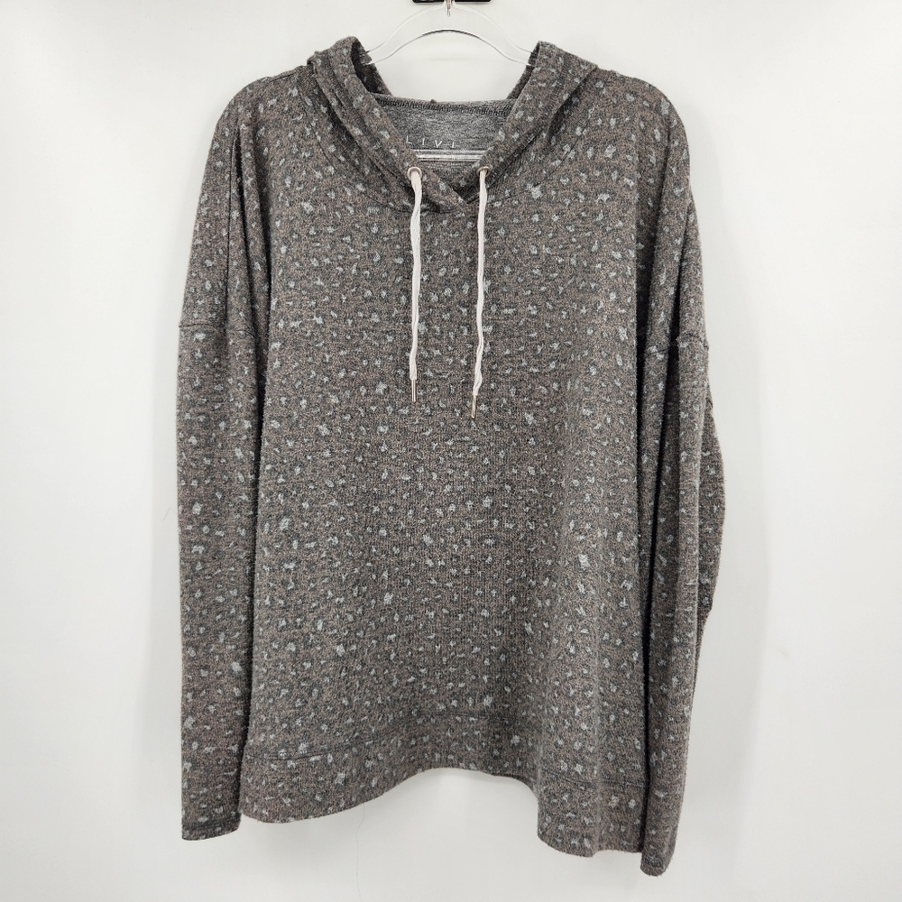 Livi Active Long Sleeve Hooded Pullover Womens Plus Size 22/24 Leopard Print